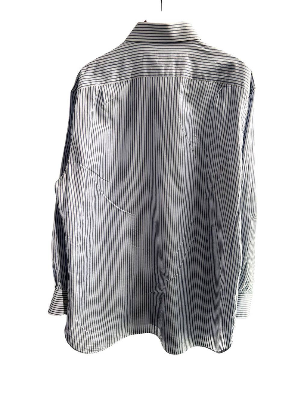 Ermenegildo Zegna Blue/White Cotton Striped Men's Dress Shirt Size 46/18